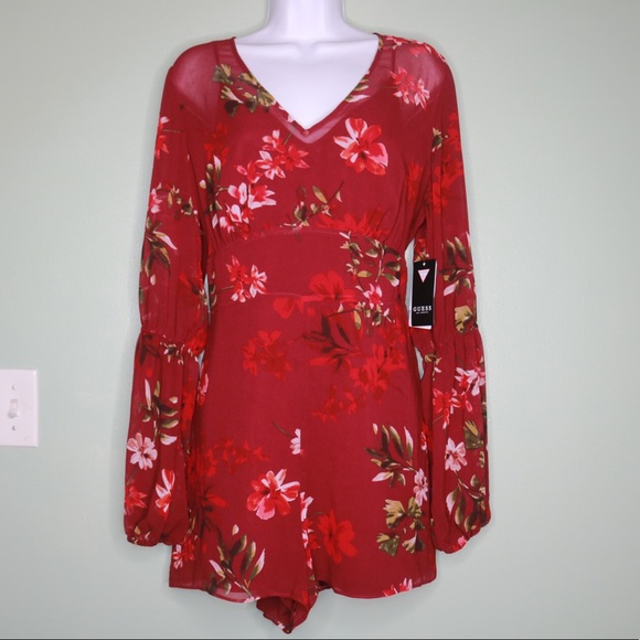 Guess Addson Floral-Print Ballon-Sleeve Romper - Picture 3 of 4